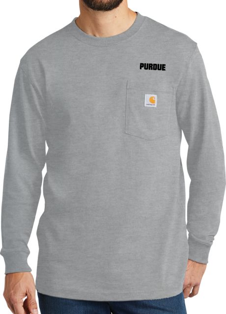 Purdue Carhartt Workwear Long Sleeve Pocket T Shirt Purdue Athletic Wordmark