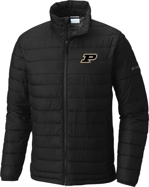 Men s Columbia Black Purdue Boilermakers Powder Lite Omni Heat Reflective Full Zip Jacket