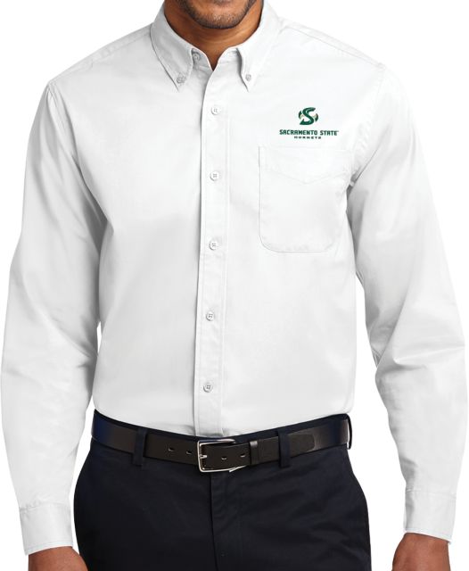 Sacramento State Twill Button Down Long Sleeve Stacked Logo - ONLINE ONLY