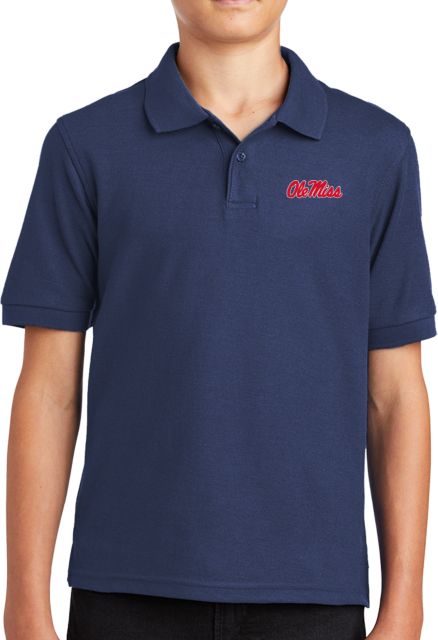 Ole Miss Youth Silk Touch Polo Ole Miss Script - Official Wordmark - ONLINE ONLY