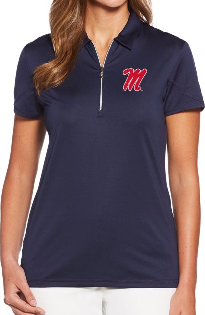 Ole Miss Callaway Womens Tulip Sleeve Zip Polo Ole Miss M Script - ONLINE ONLY