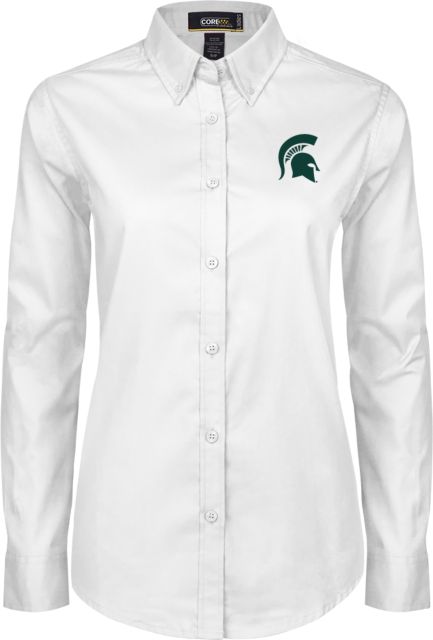 Michigan State Womens Twill Long Sleeve Button Down  Michigan State Spartan Head - ONLINE ONLY
