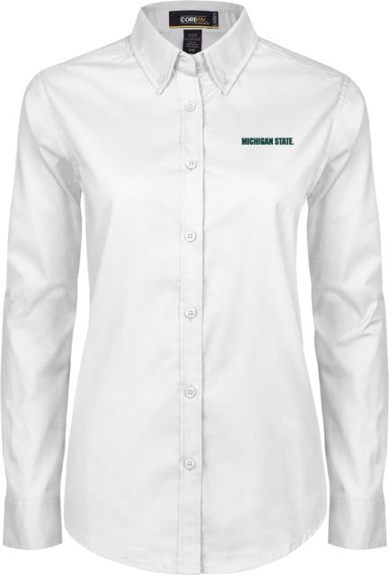 Michigan State Womens Twill Long Sleeve Button Down  Michigan State Word Mark - ONLINE ONLY
