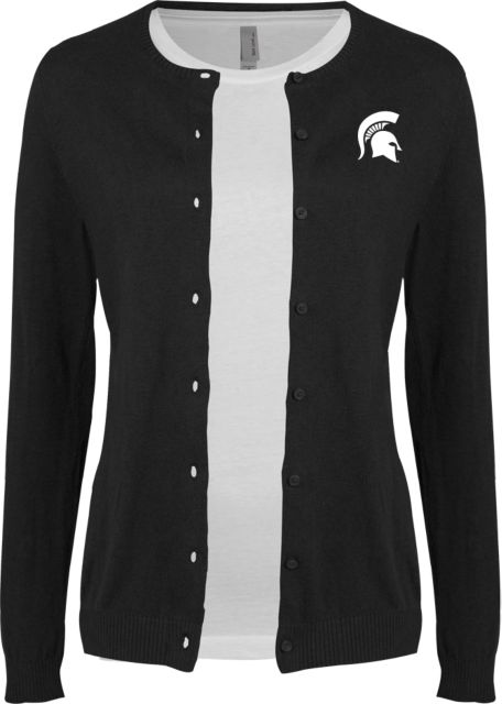 Michigan State Cardigan Sweater Black Michigan State Spartan Head - ONLINE ONLY