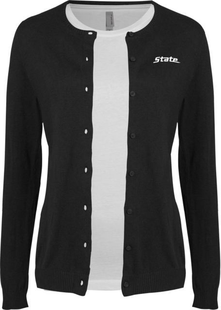 Michigan State Cardigan Sweater Black State Word Mark - ONLINE ONLY