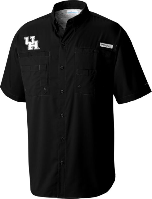 Houston Columbia Tamiami Performance Short Sleeve Shirt Uh Interlocking | Black | 2XLarge