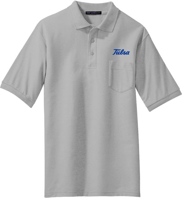 Tulsa Silk Touch Polo w/ Pocket Tulsa Wordmark - ONLINE ONLY