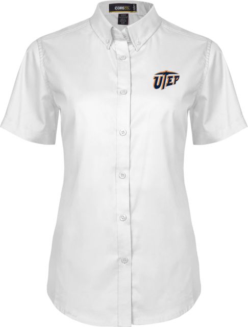 UTEP Ladies Twill Button Up Short Sleeve Primary University Mark - ONLINE ONLY
