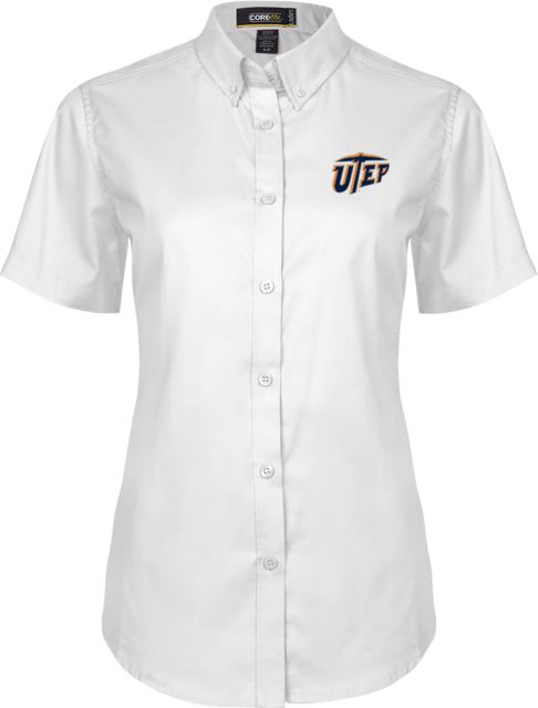 University of Texas El Paso UTEP Columbia Tamiami Performance Navy Short Sleeve Shirt Miners Pick | Large