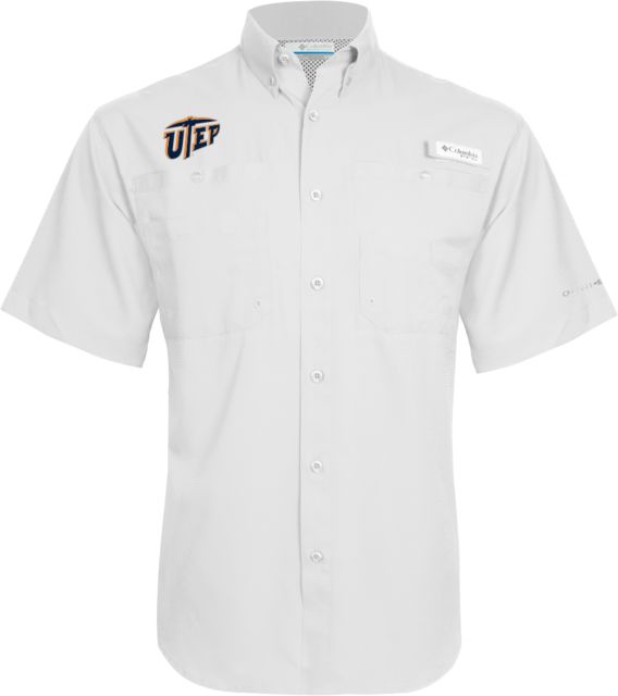 UTEP Columbia Tamiami Performance Navy Short Sleeve Shirt Primary University Mark - ONLINE ONLY