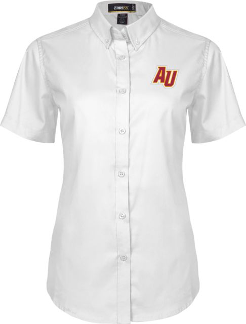 Alvernia Ladies Twill Button Up Short Sleeve AU Lettermark - ONLINE ONLY