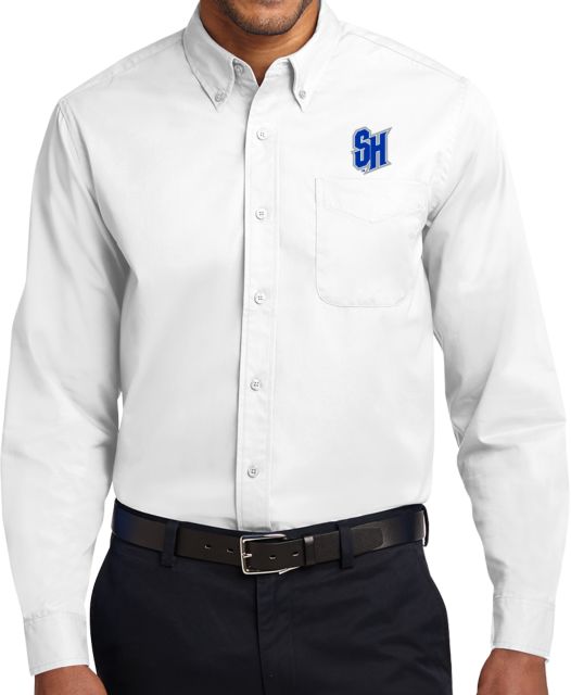 Seton Hall Twill Button Down Long Sleeve Secondary Athletic Logo - ONLINE ONLY