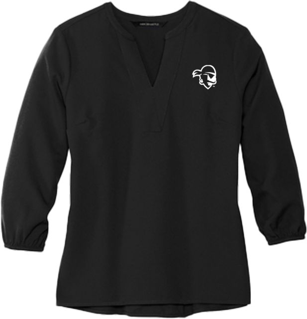 Seton Hall Mercer + Mettle Womens 3/4 Sleeve Crepe Blouse Primary Athletics Logo - ONLINE ONLY