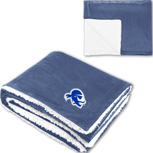 Seton Hall University Pirates Vive La Fete Game Day Soft Premium Fleece Blue Throw Blanket 40 x 58 Mascot and Stripes