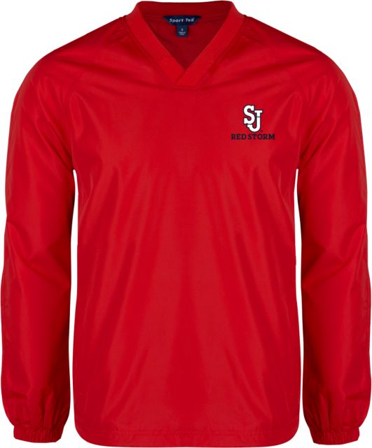 St. Johns V Neck Raglan Windshirt SJ Redstorm Stacked - ONLINE ONLY