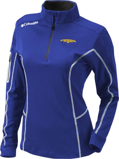Southeastern Oklahoma State Mom Columbia Women's Omni Wick Shotgun 1/4 Zip Savage Storm  - ONLINE ONLY