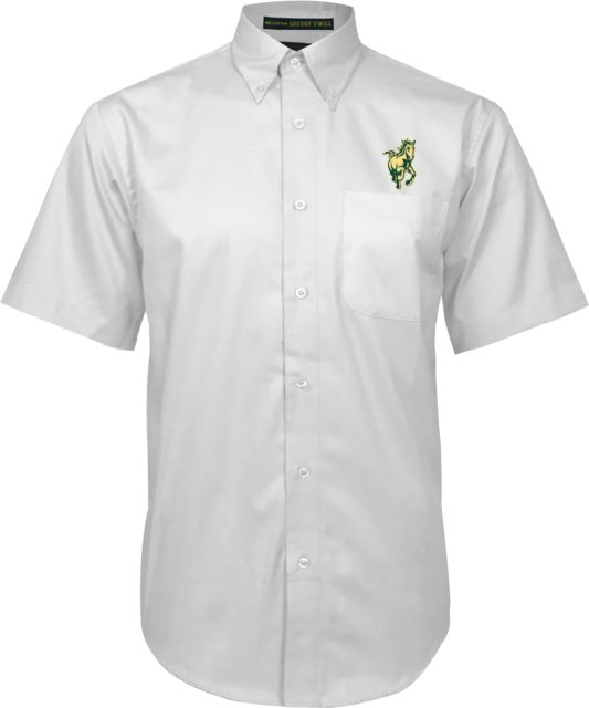 Cal Poly Twill Button Down Short Sleeve White Mustang Mark - ONLINE ONLY