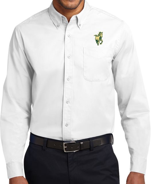 Cal Poly Twill Button Down Long Sleeve White Mustang Mark - ONLINE ONLY
