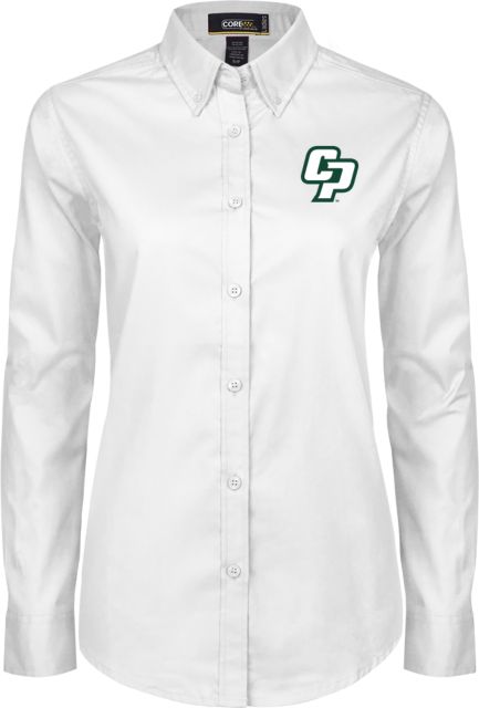 Cal Poly Womens Twill Long Sleeve Button Down  Interlocking CP - ONLINE ONLY
