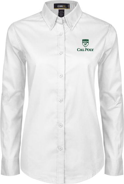 Cal Poly Womens Twill Long Sleeve Button Down  University Mark Vertical - ONLINE ONLY