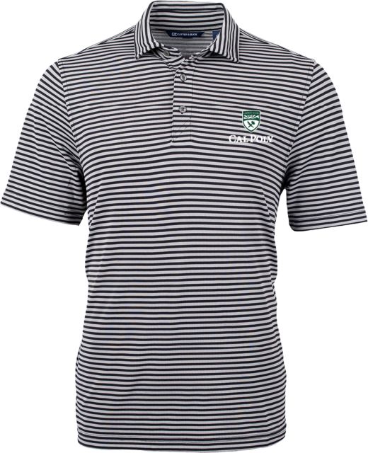 Cal Poly CandB Virtue Eco Pique Stripe Polo University Mark Vertical - ONLINE ONLY