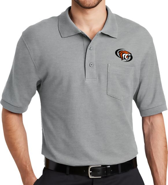 Pacific Tigers Easycare Pique Polo w/Pocket Pacific Powercat Primary Mark - ONLINE ONLY