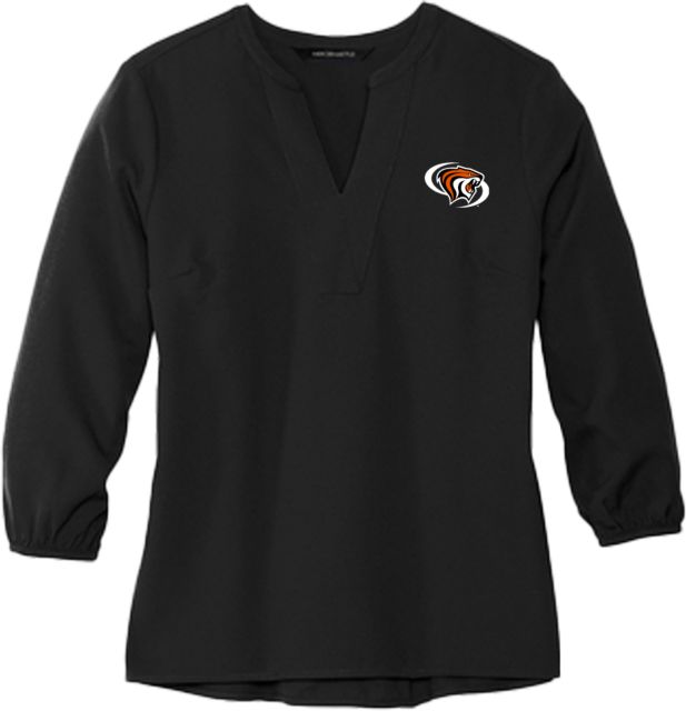 Pacific Mercer + Mettle Womens 3/4 Sleeve Crepe Blouse Pacific Powercat Primary Mark - ONLINE ONLY