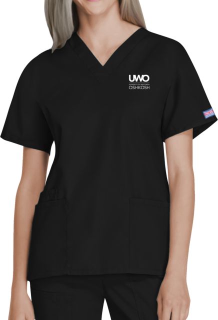 Womens Black WW Originals V Neck Scrub Top - ONLINE ONLY