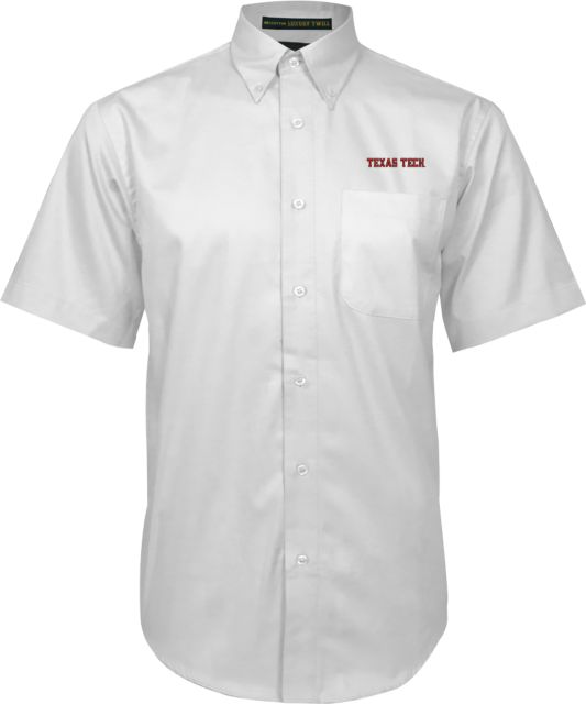 Texas Tech Twill Button Down Short Sleeve Texas Tech Wordmark Outlined EMB - ONLINE ONLY