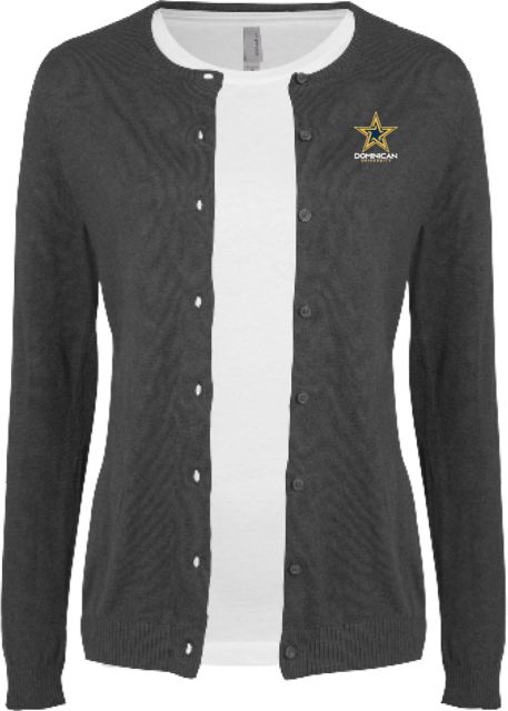 Dominican Cardigan Sweater Charcoal Dominican University with Star Stacked - ONLINE ONLY