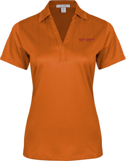 Virginia Tech Ladies Performance Fine Jacquard Polo Primary Institutional Flat - ONLINE ONLY