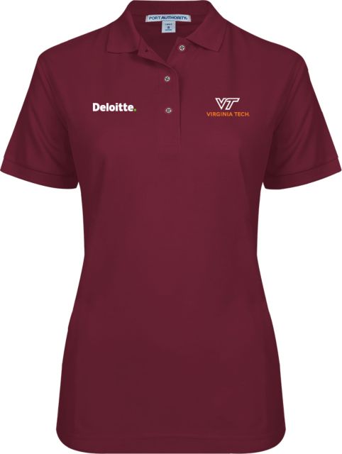 Virginia Tech Ladies Easycare Pique Polo Deloitte - ONLINE ONLY