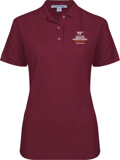 Virginia Tech Ladies Easycare Pique Polo Academy of Integrated Science Systems Biology Vertical R - ONLINE ONLY