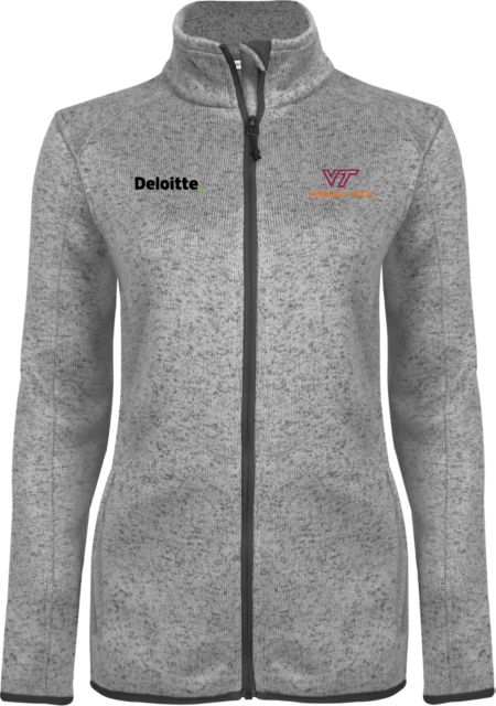 Virginia Tech Heather Ladies Fleece Jacket Deloitte - ONLINE ONLY