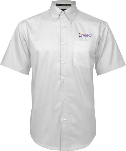 Western New Mexico Twill Button Down Short Sleeve White University Mark Flat - ONLINE ONLY