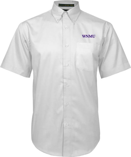 Western New Mexico Twill Button Down Short Sleeve White WNMU - ONLINE ONLY