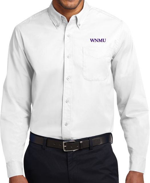 Western New Mexico Twill Button Down Long Sleeve White WNMU - ONLINE ONLY