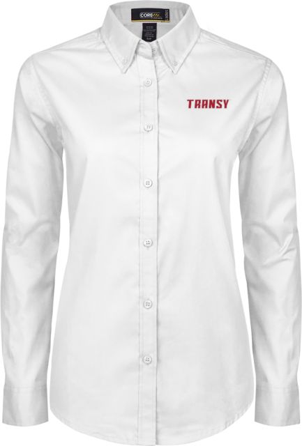 Transylvania Ladies Twill Button Down Long Sleeve Athletics Wordmark - ONLINE ONLY