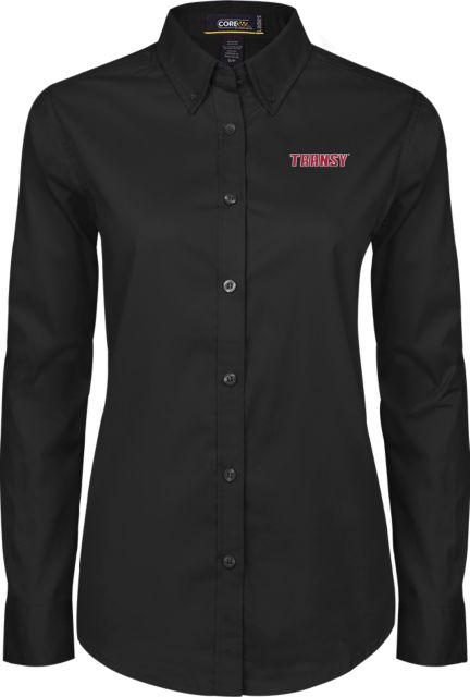 Transylvania Ladies Twill Button Down Long Sleeve Athletics Wordmark - ONLINE ONLY