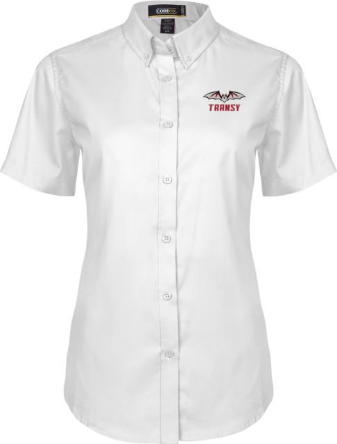 Transylvania Ladies Twill Button Up Short Sleeve Primary Athletics Mark - ONLINE ONLY