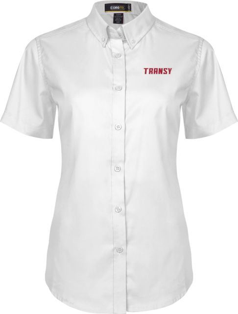 Transylvania Ladies Twill Button Up Short Sleeve Athletics Wordmark - ONLINE ONLY