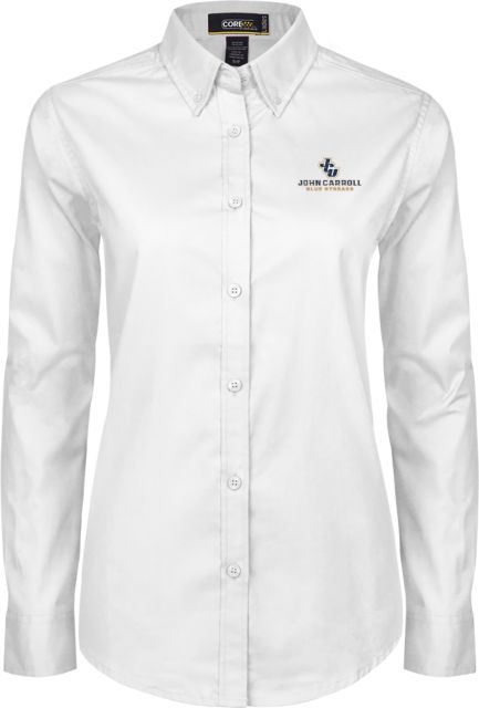 John Carroll Ladies Twill Button Down Long Sleeve JCU Stacked - ONLINE ONLY