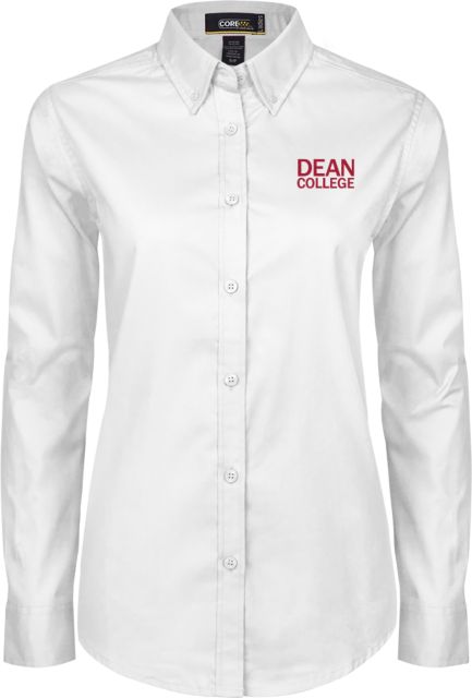 Dean College Womens Twill Button Down Long Sleeve  Primary Mark - ONLINE ONLY