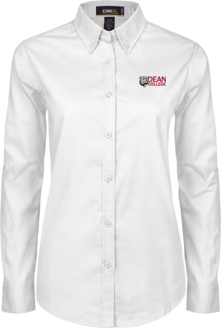 Dean College Womens Twill Button Down Long Sleeve  Dean College w/ Bulldog Head - ONLINE ONLY