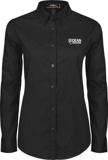 Dean College Womens Twill Button Down Long Sleeve  Dean College w/ Bulldog Head - ONLINE ONLY