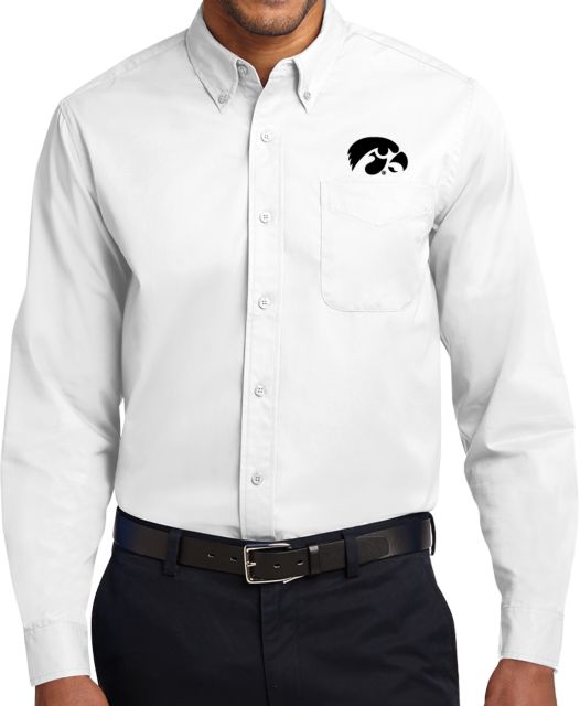 Iowa Twill Button Down Long Sleeve White Primary Mark - ONLINE ONLY