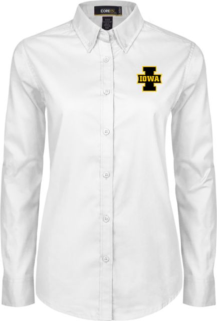 Iowa Womens Twill Long Sleeve Button Down  Iowa I Combination Mark - ONLINE ONLY