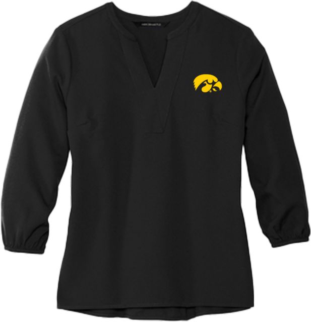 Iowa Mercer + Mettle Womens 3/4 Sleeve Crepe Blouse Primary Mark - ONLINE ONLY