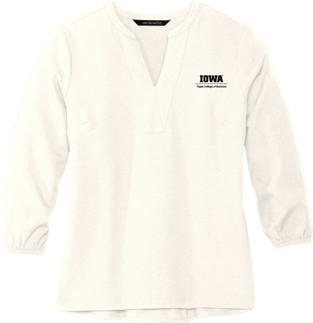 Iowa Mercer + Mettle Womens 3/4 Sleeve Crepe Blouse Tippie College of Business Vertical - ONLINE ONLY