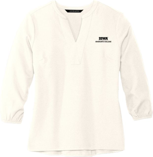 Iowa Mercer + Mettle Womens 3/4 Sleeve Crepe Blouse Graduate College Vertical - ONLINE ONLY
